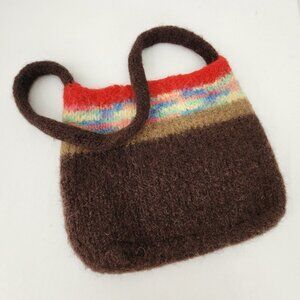 Handmade Multicolor Wool Knit Shoulder Bag Purse Y2K 00s Indie Sleaze Retro VTG